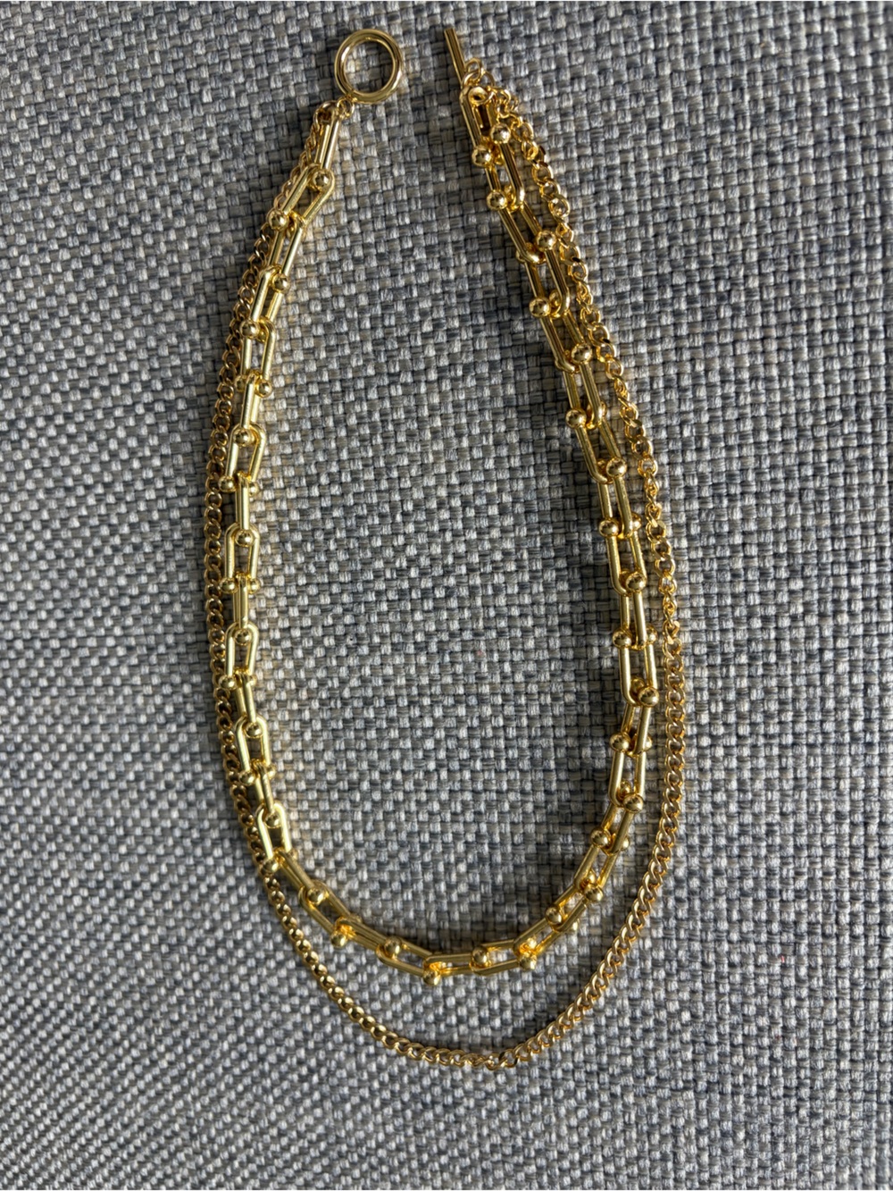 Gold Multi-Row Hardware Layered Necklace - Elegant Women’s Jewelry